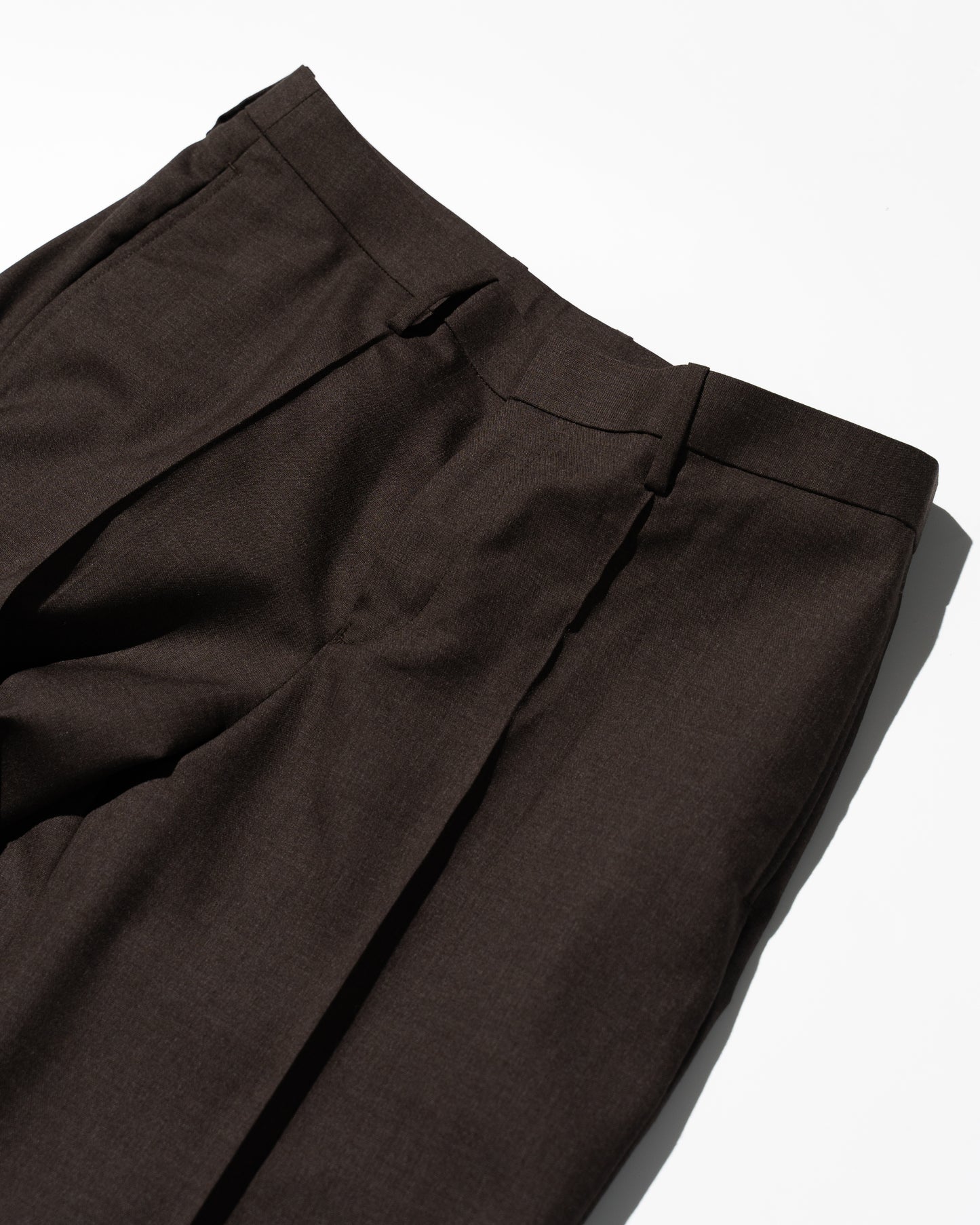 WOOL TROPICAL LOW WAIST TROUSER - BROWN