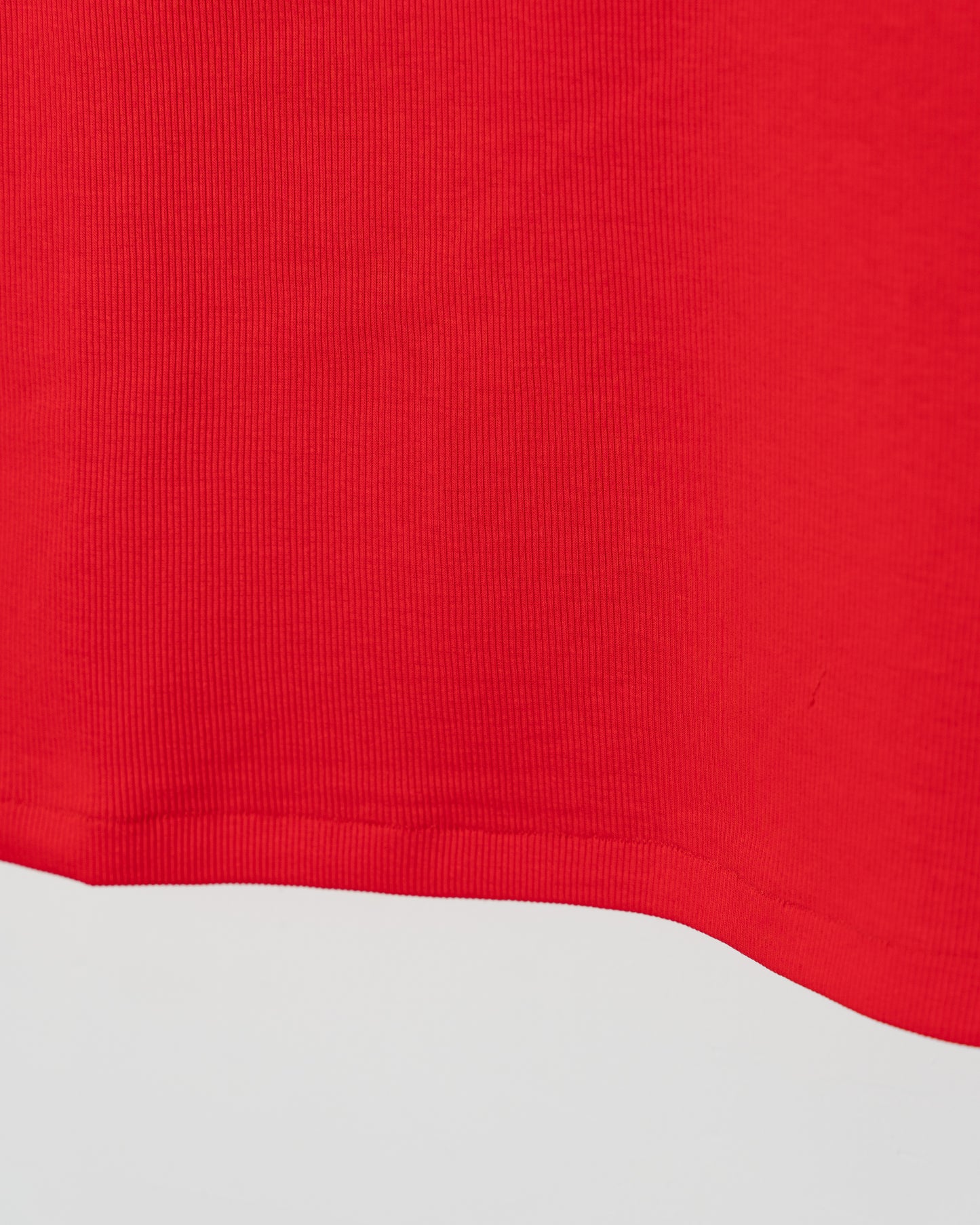 FRESCA ZERO LIGHT RIB CREW NECK SHORT SLEEVE T - P.RED×BEIGE TOP