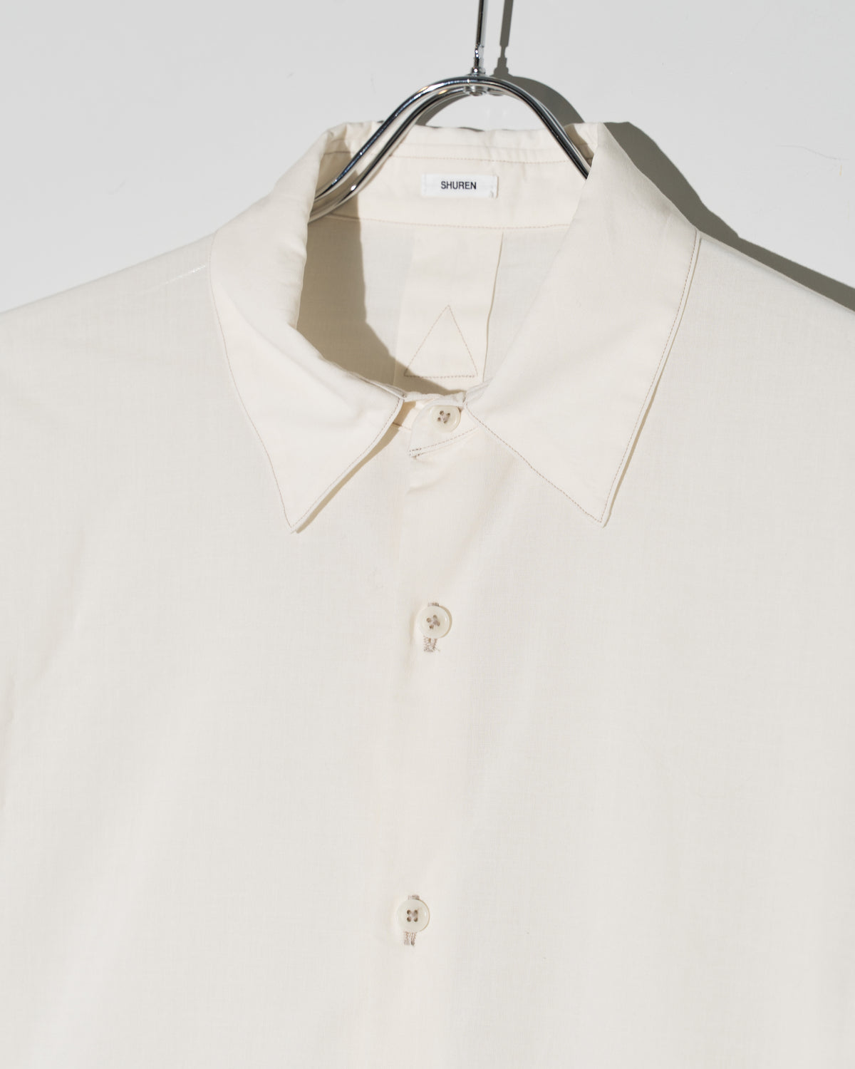 COTTON WOOL PLAIN REGULAR SHIRT - ECRU