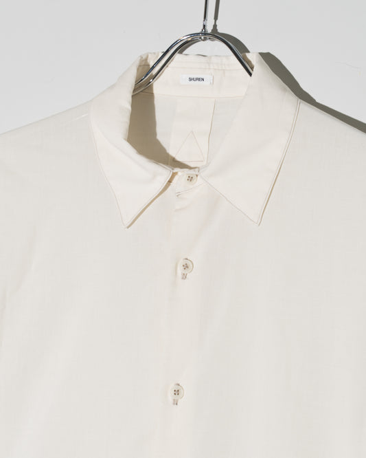 COTTON WOOL PLAIN REGULAR SHIRT - ECRU