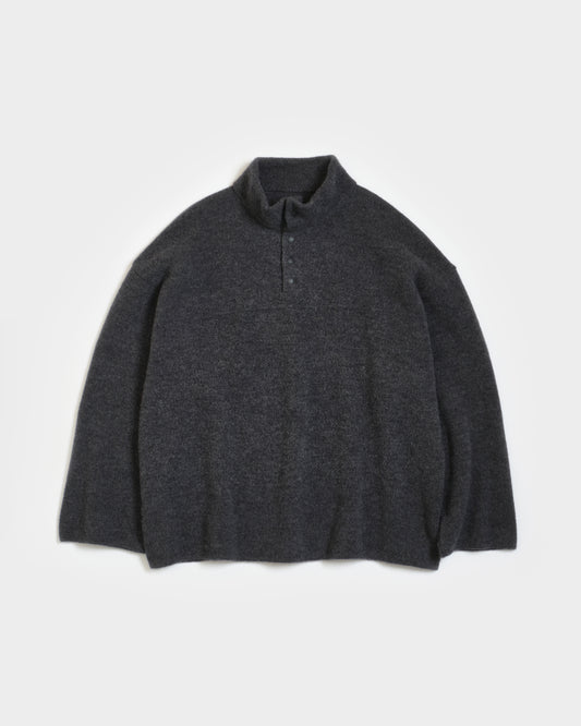 WOOL FLEECE SNAP PULLOVER - GRAY