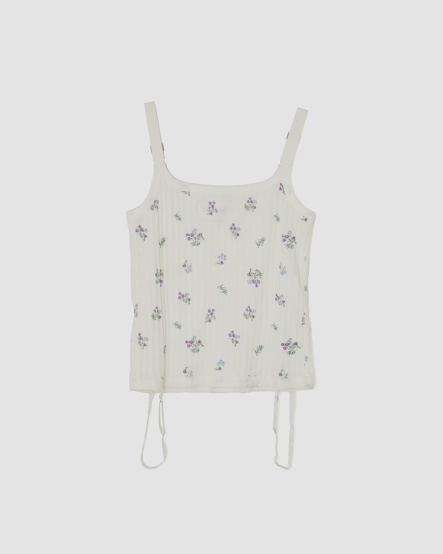 COTTON EYELET RIB FLOWER UP DOWN CAMISOLE - FLOWER