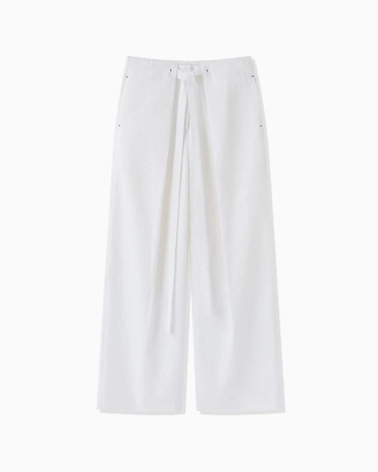 SHEER SEERSUCKER HAKAMA PANTS  - WHITE