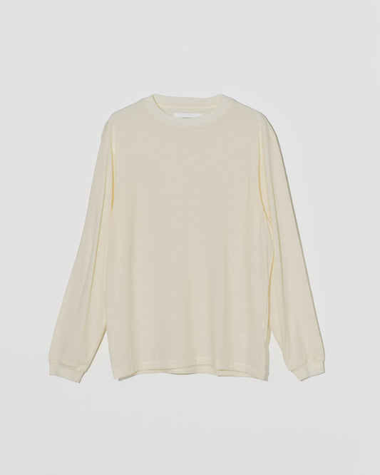 WASHABLE WOOL L/S T-SHIRT - OFF WHITE