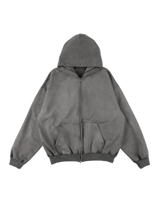 36G FINE SWEAT ZIP HOODIE - CHARCOAL PIGMENT