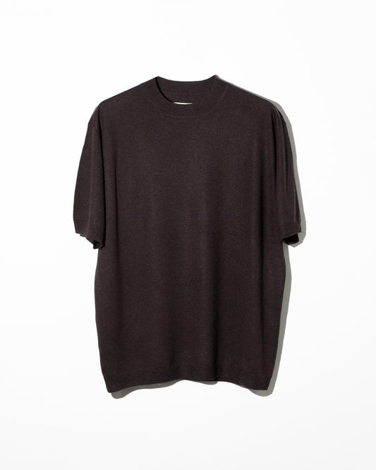SILK CASHMERE S/S KNIT - BROWN