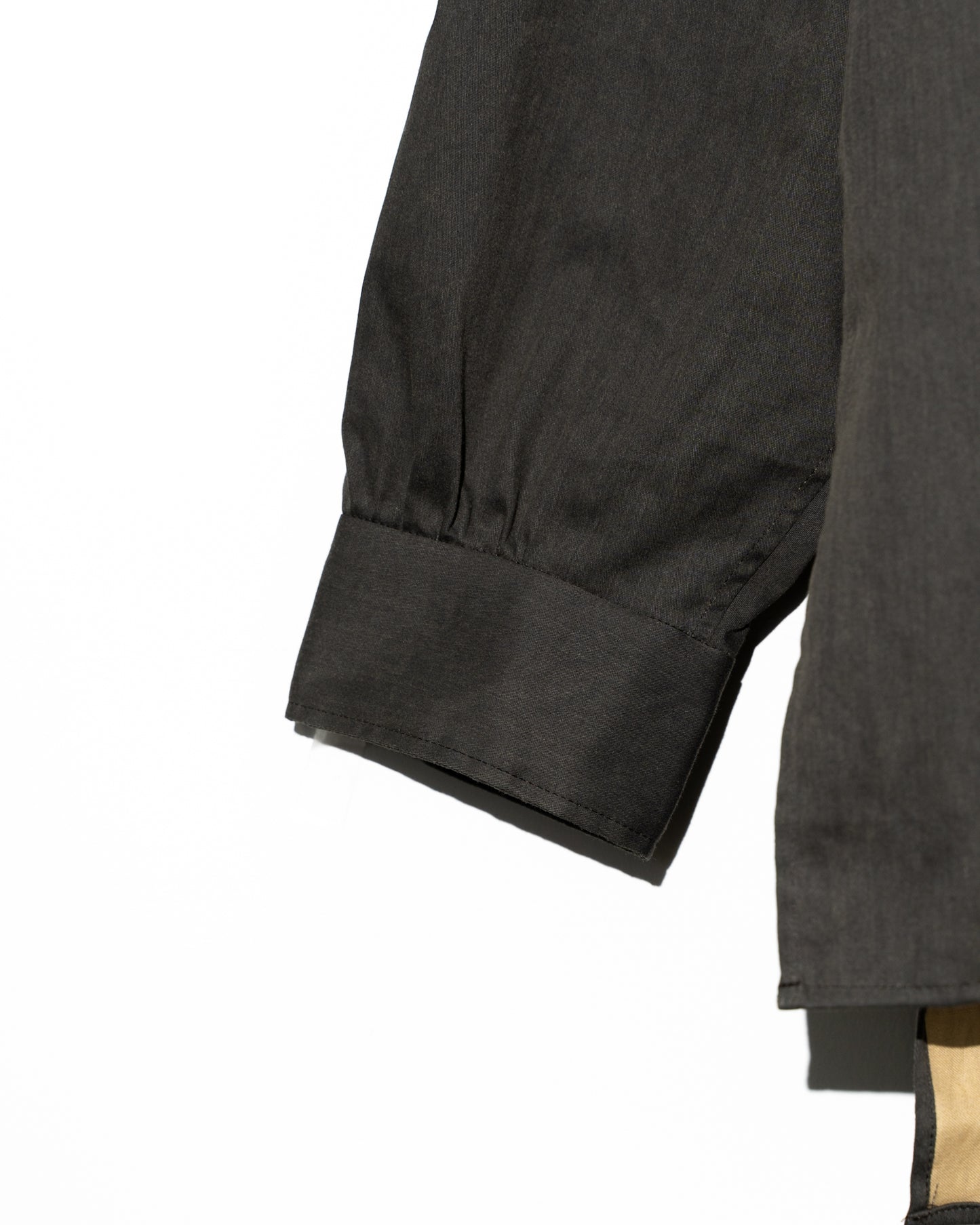 COTTN DYED SATIN OVER SIZE PULL OVER SHIRTS - BLACK