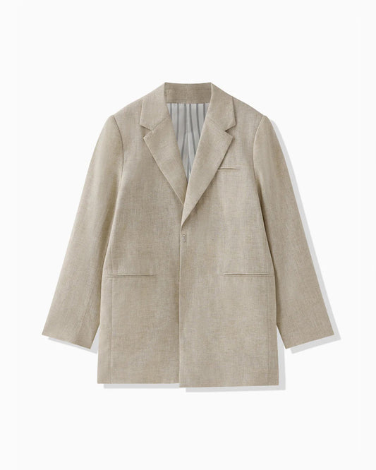 RAYON LINEN LAME JACKET - BEIGE