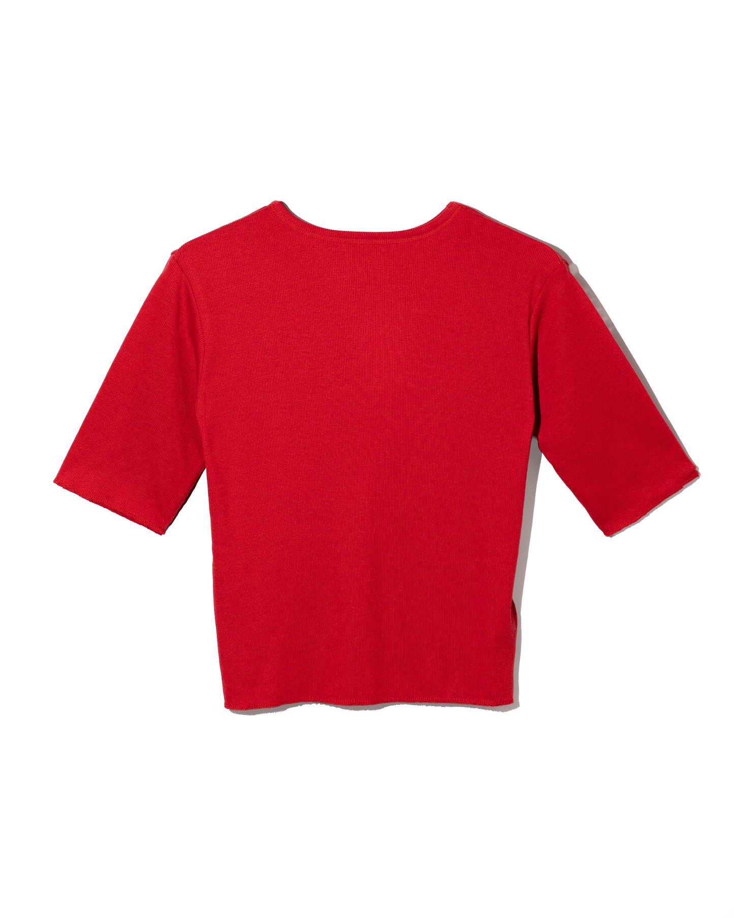 SOFT RIB HALF-SLEEVE TEE - RED