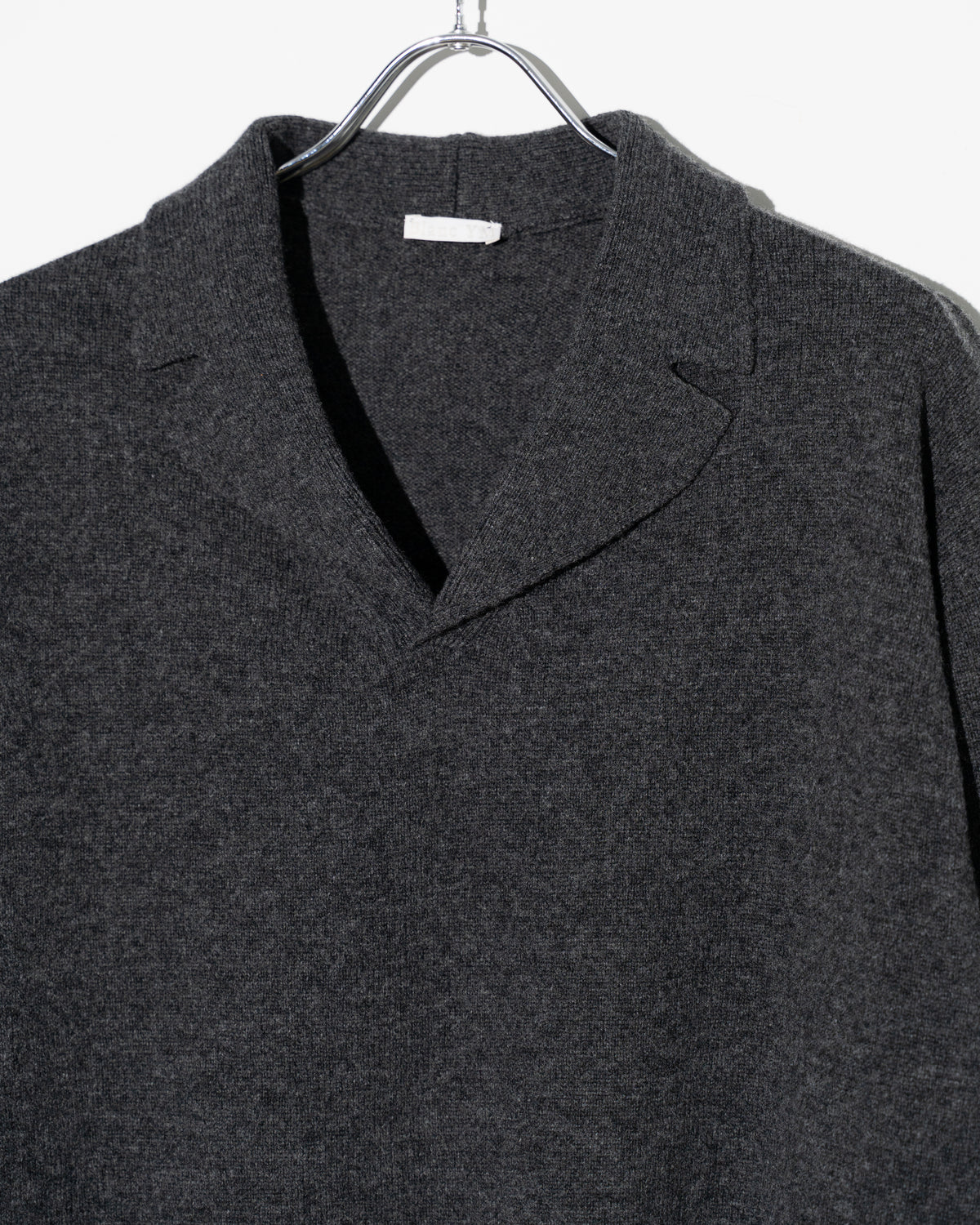 WOOL OPEN COLLAR KNIT SHIRTS - GRAY