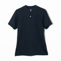 COTTON HENRY NECK S/S T-SHIRT - NAVY