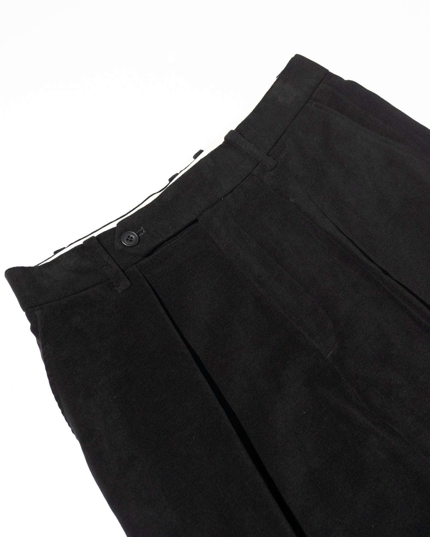 MOLESKIN PLEATED TROUSERS - BLACK