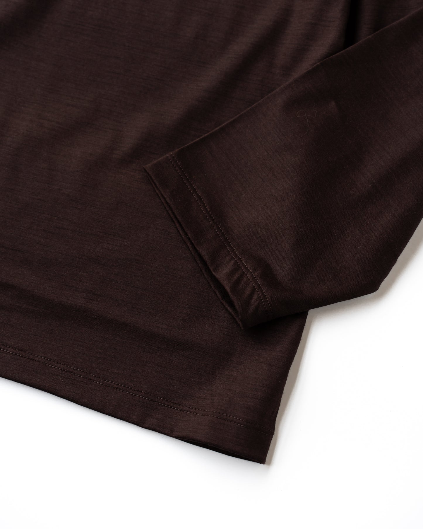 36G WOOL HENLEY SILKY LS TEE - BROWN