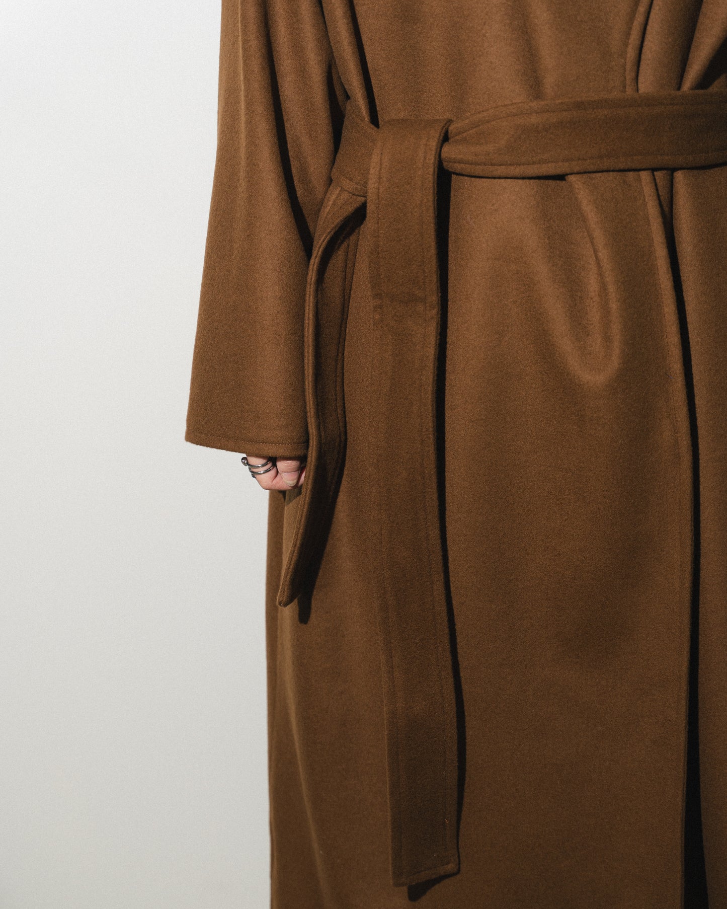 SLOW WRAP COAT - BROWN