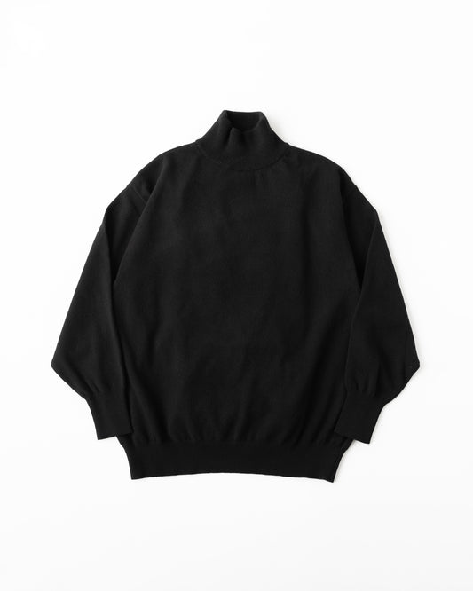 WOOL CASHMERE HIGH NECK KNIT - BLACK