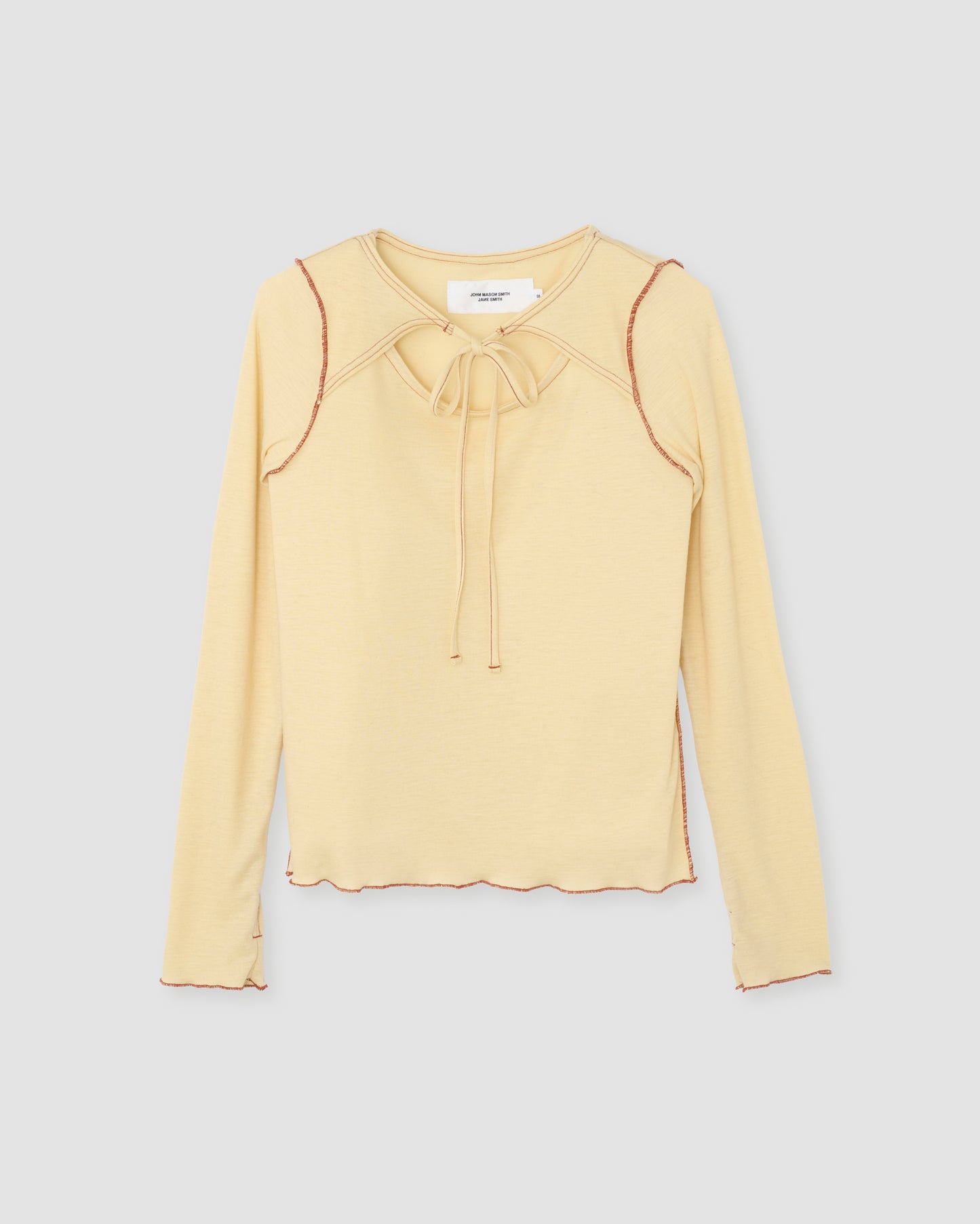 WOOL RIB FRONT STRING PULLOVER - EGG