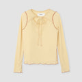 WOOL RIB FRONT STRING PULLOVER - EGG