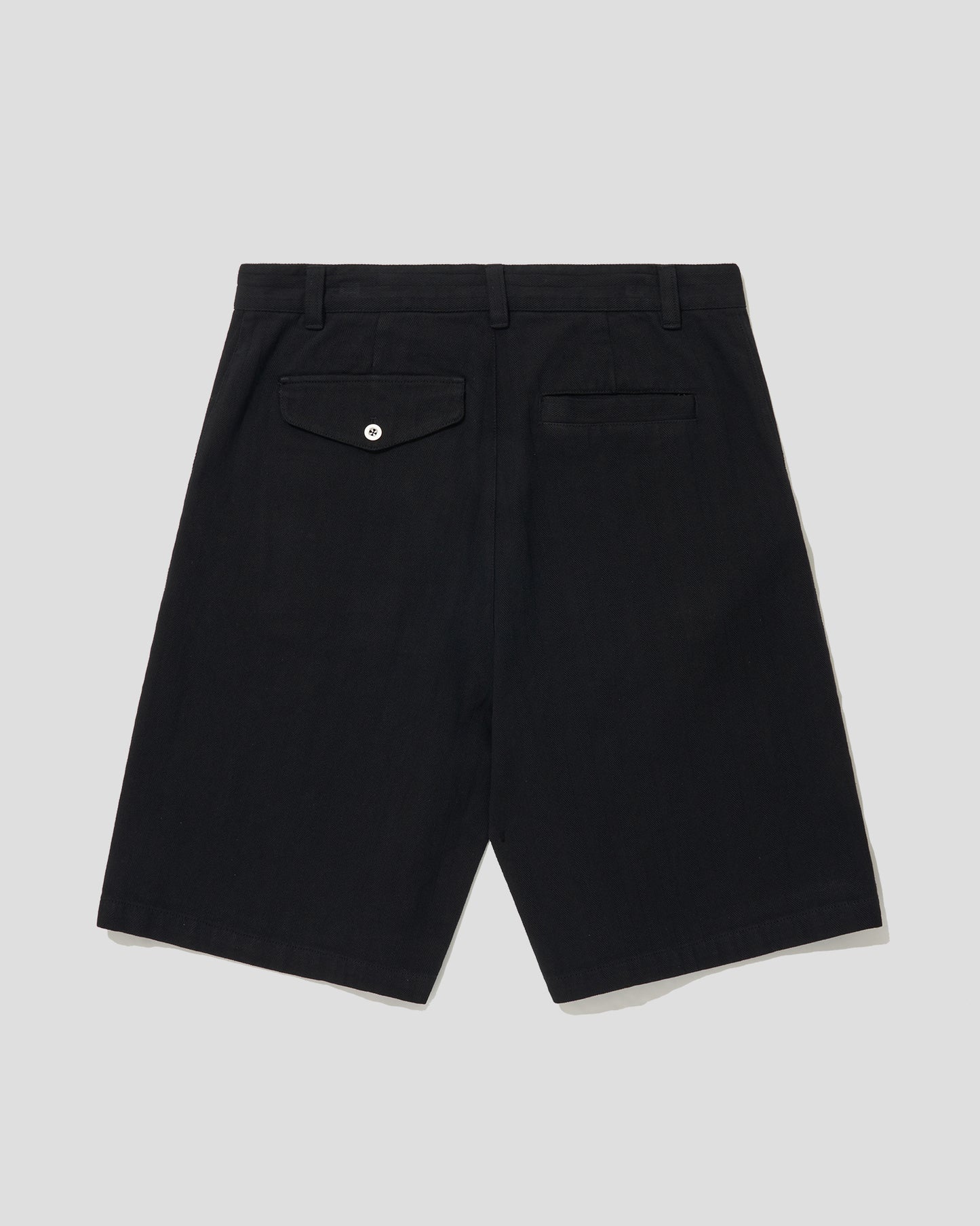 NON-FADED DENIM TWIST WIDE SHORTS - RAVEN BLACK