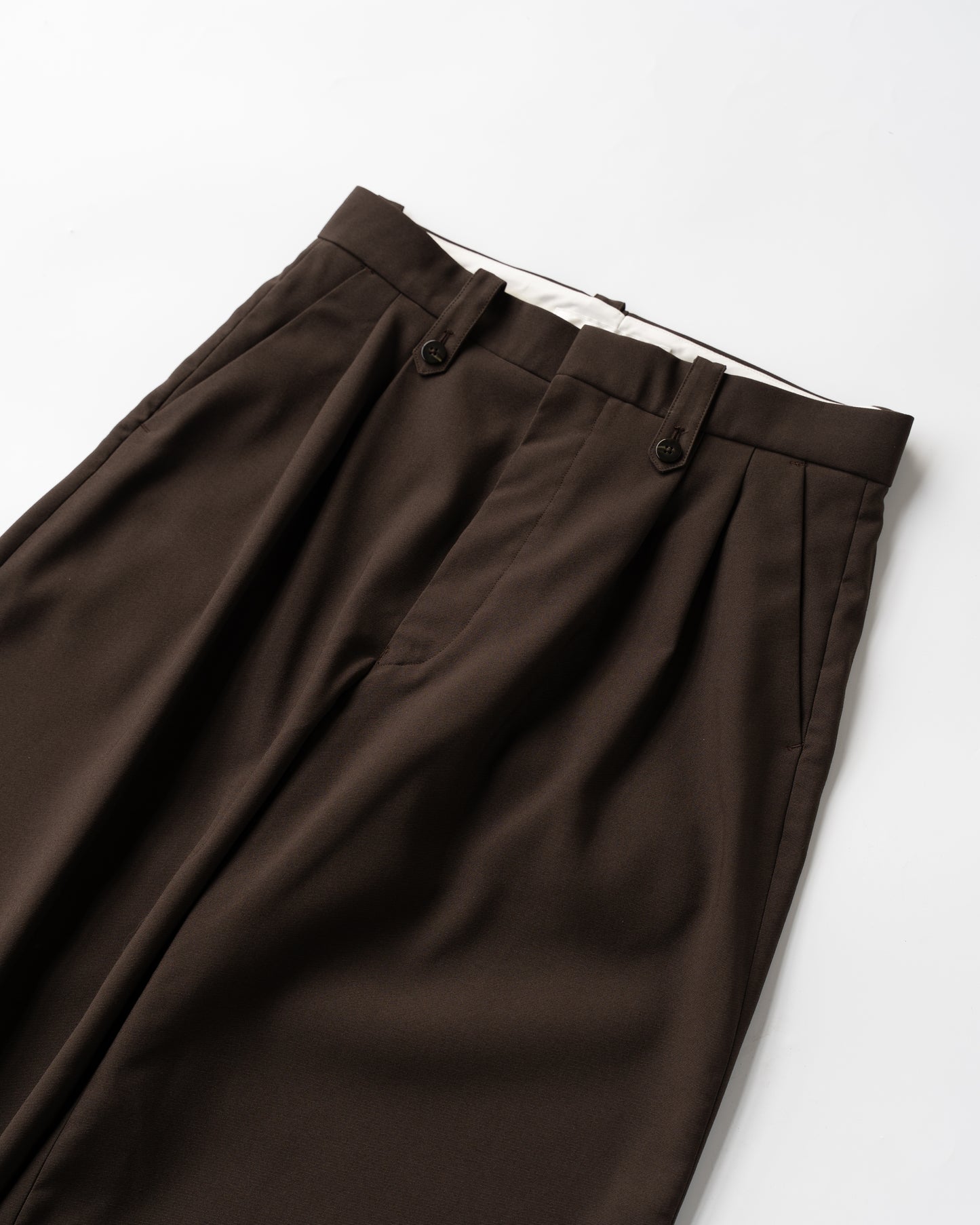 HOLLOW WIDE TROUSERS - DARK BROWN