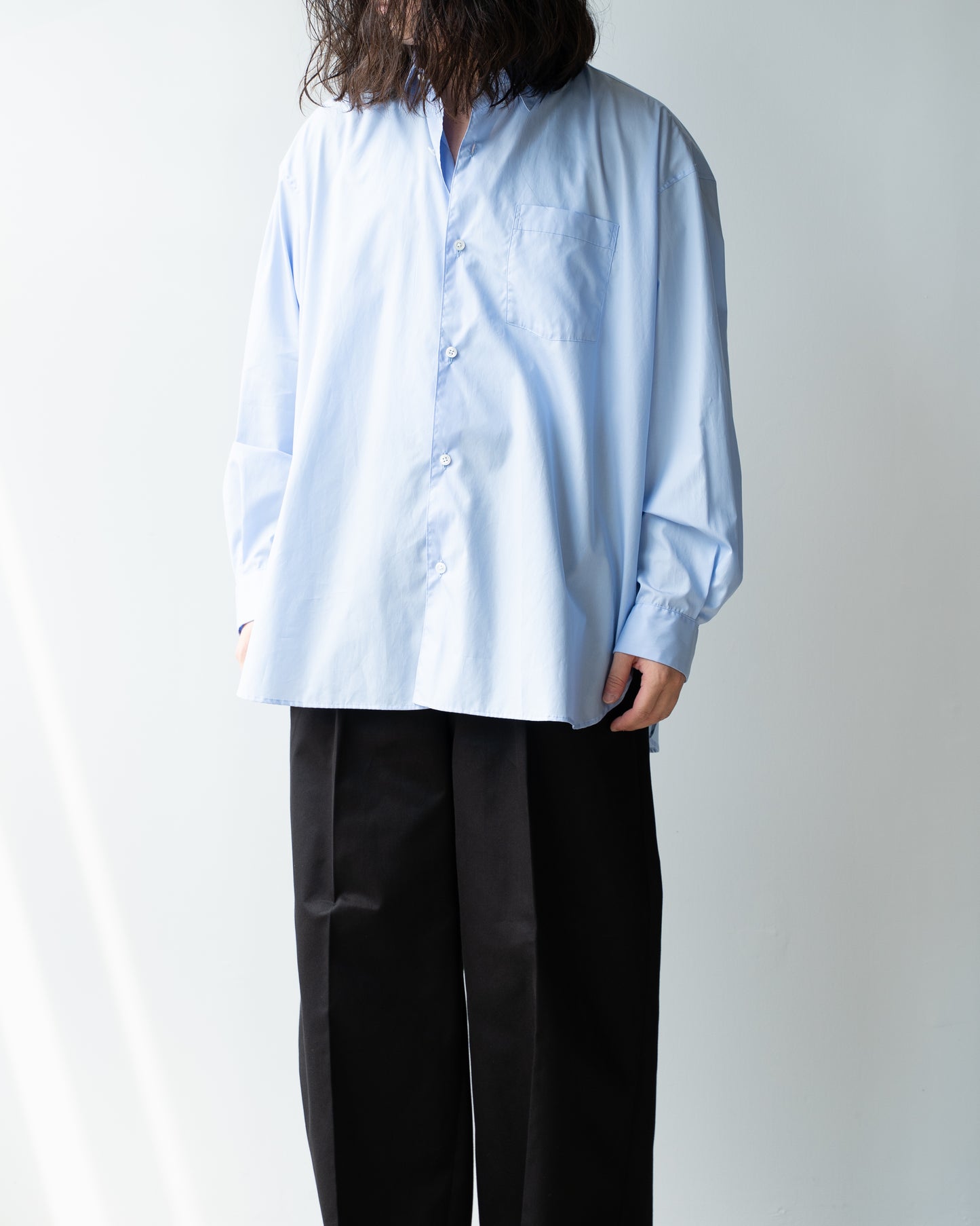 BROAD COTTON WIDE SHIRTS - SAX BLUE