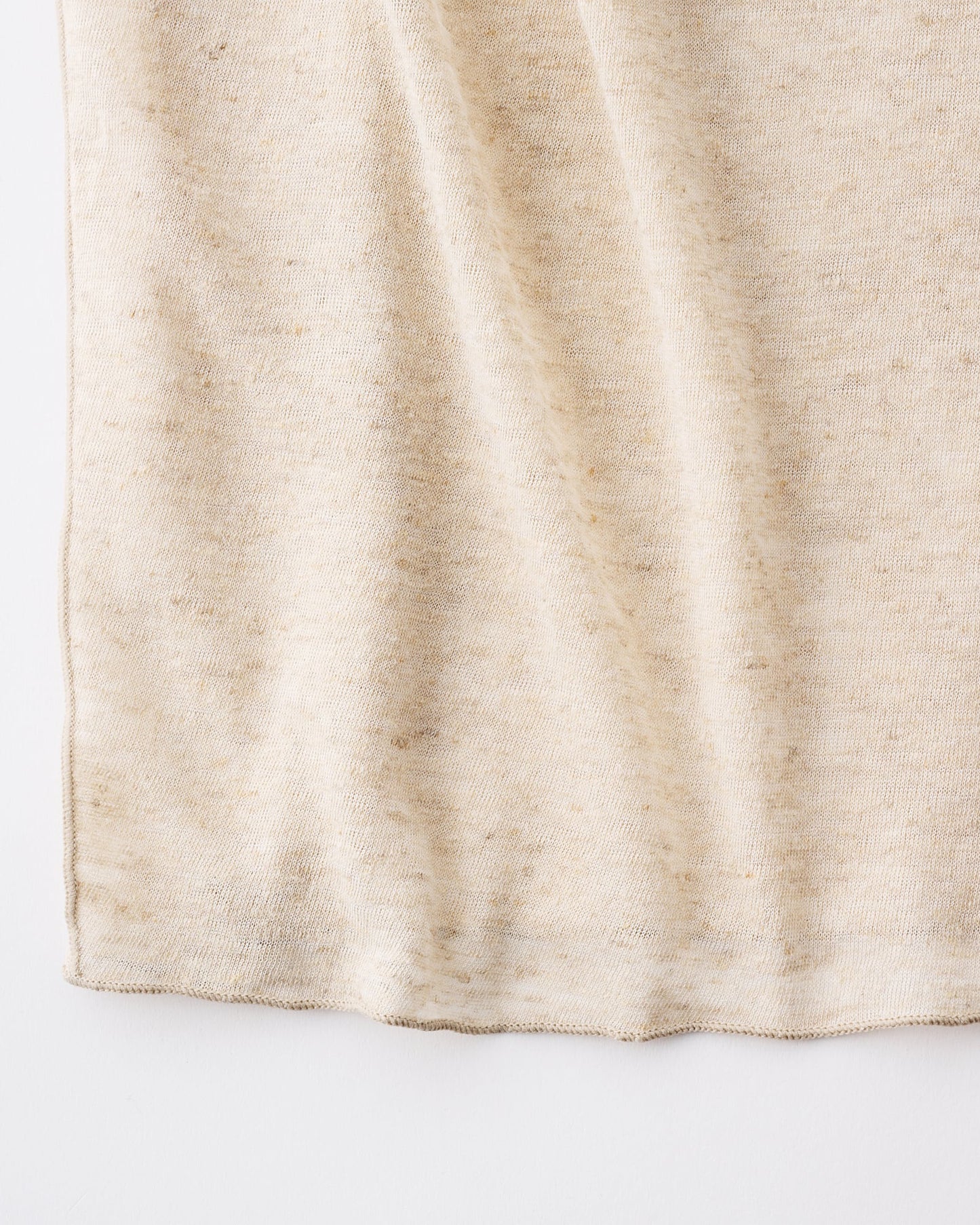 LINEN COVERED POLYESTER CORE FINE JERSEY DRAPED LONG SLEEVEPULL OVER - NATURAL