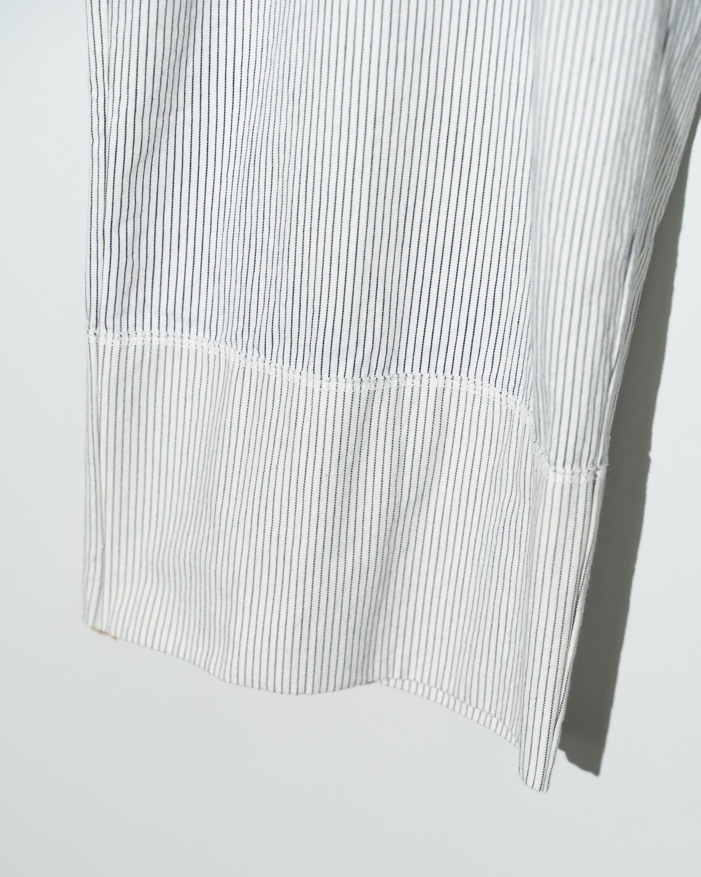 STRIPE WAIST CORD WIDE PANTS - WHITE
