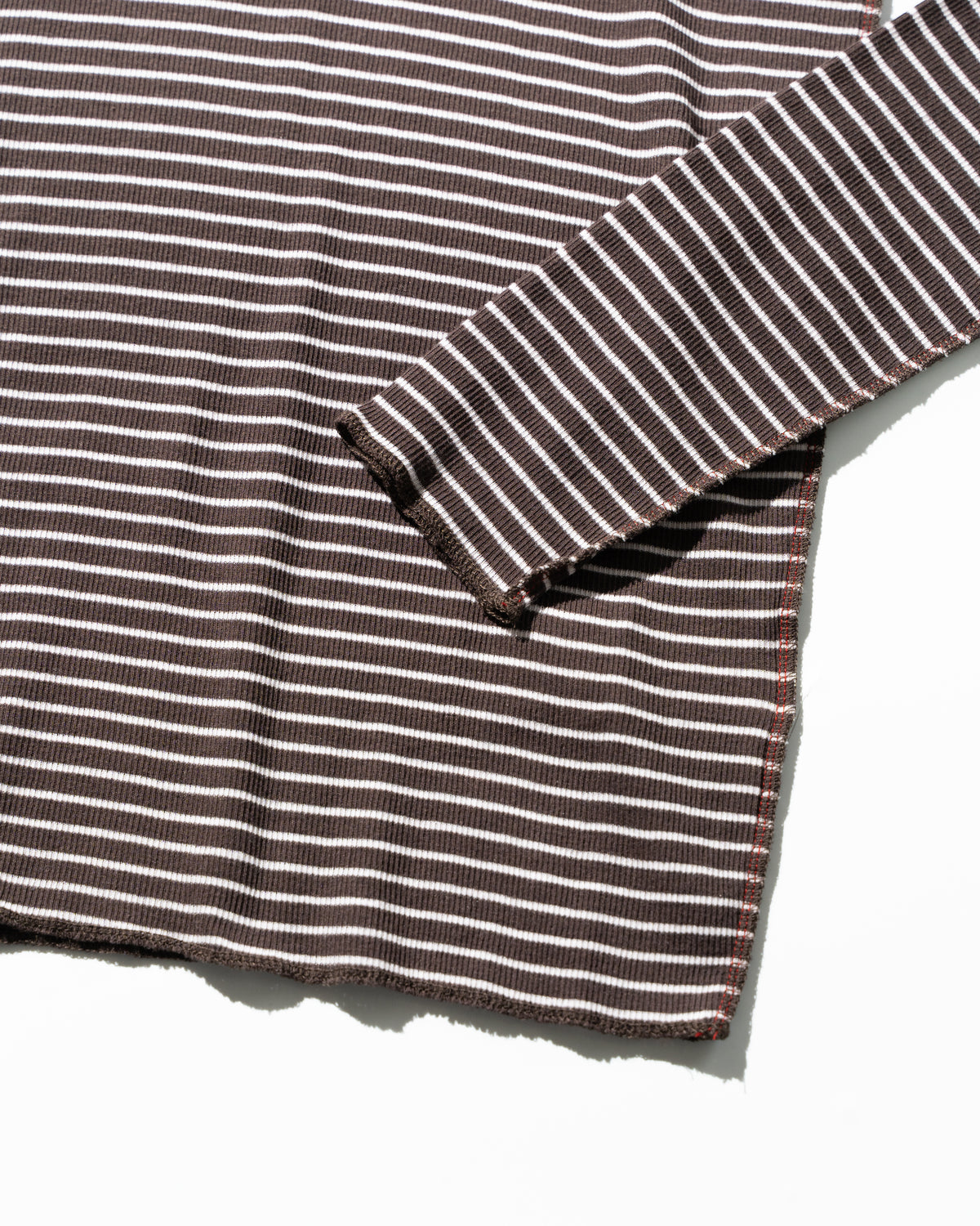 BORDER SOFT RIB HENRY NECK - BROWN×PINK