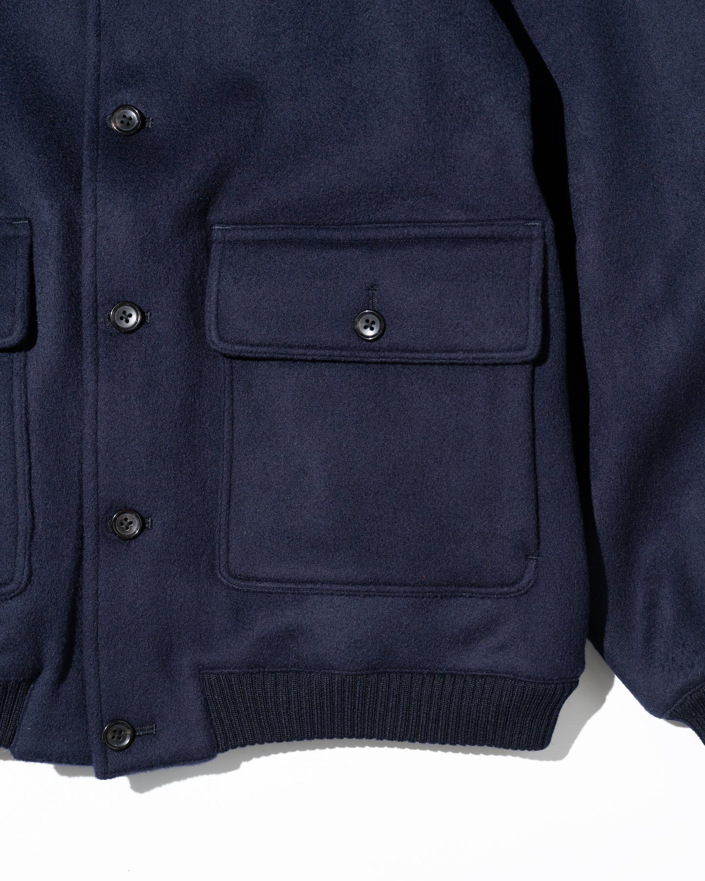 WOOL MELTON BASIC BLOUSON - NAVY