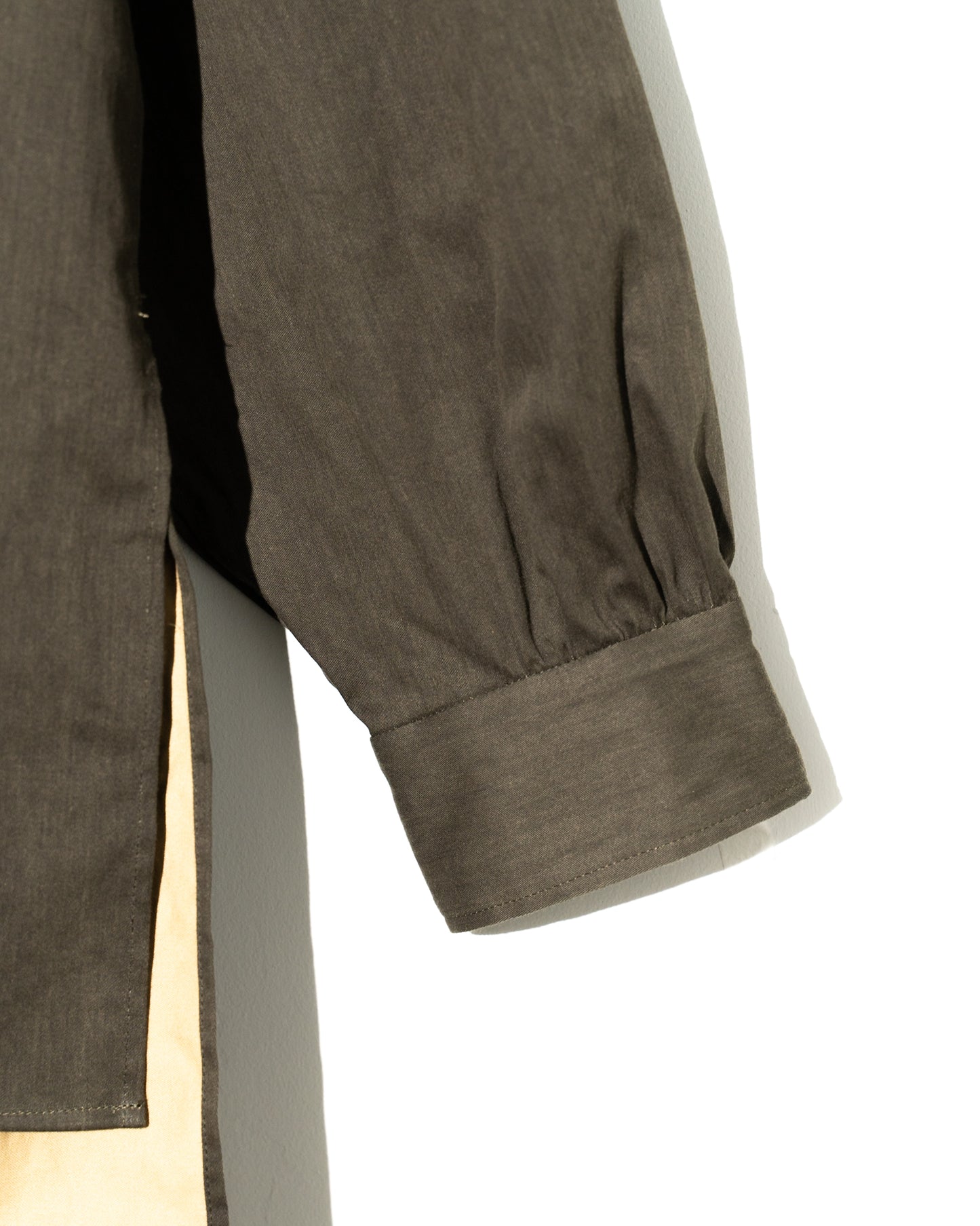 COTTN DYED SATIN OVER SIZE PULL OVER SHIRTS - KHAKI