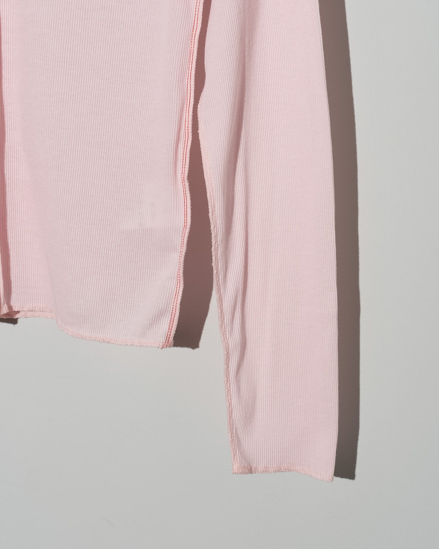 SOFT RIB SIDE STITCH CARDIGAN - LIGHT PINK