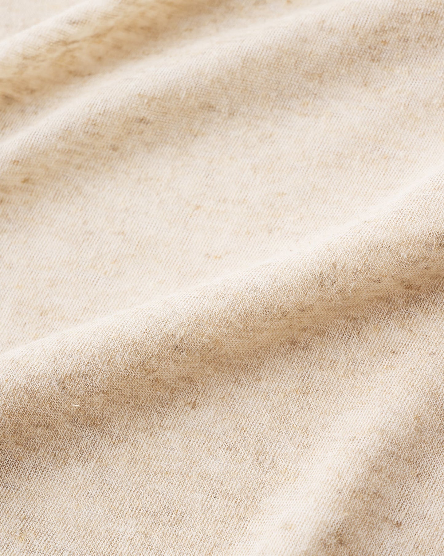 LINEN COVERED POLYESTER CORE FINE JERSEY DRAPED LONG SLEEVEPULL OVER - NATURAL