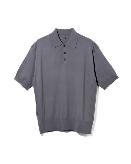CO/ SI KNIT POLO PO - D.GRAY