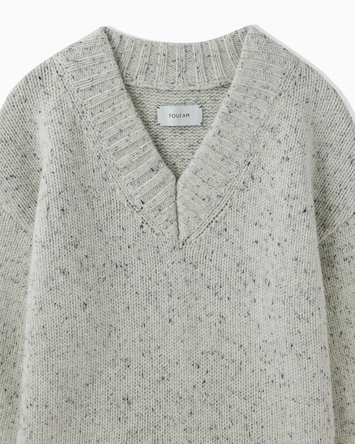 NEP YARN V-NECK KNIT - VANILLA