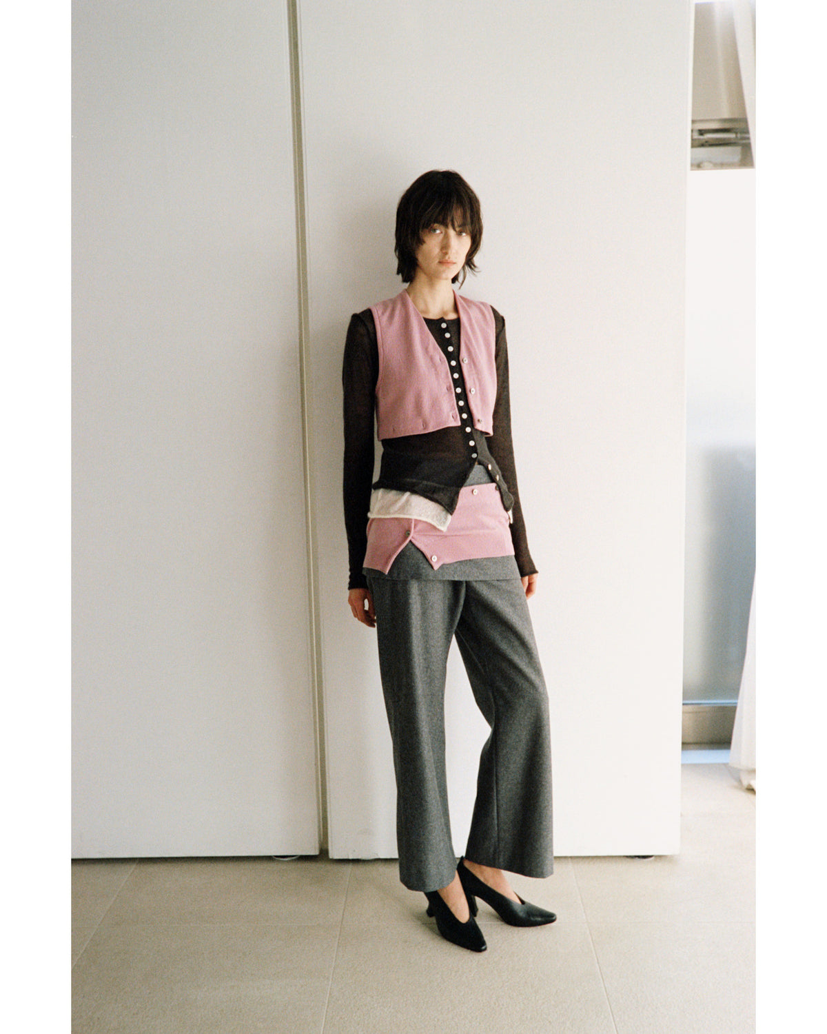 COTTON LINEN LINKS CHECK PULLOVER - KHAKI