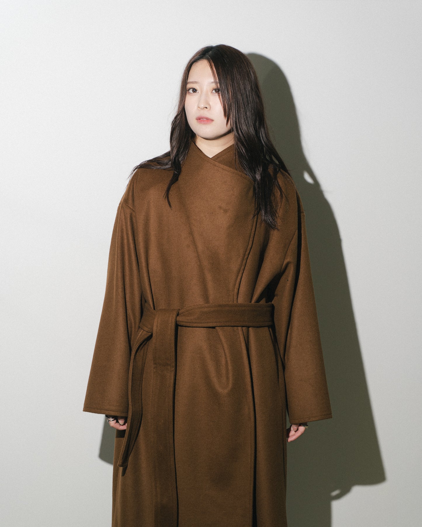 SLOW WRAP COAT - BROWN
