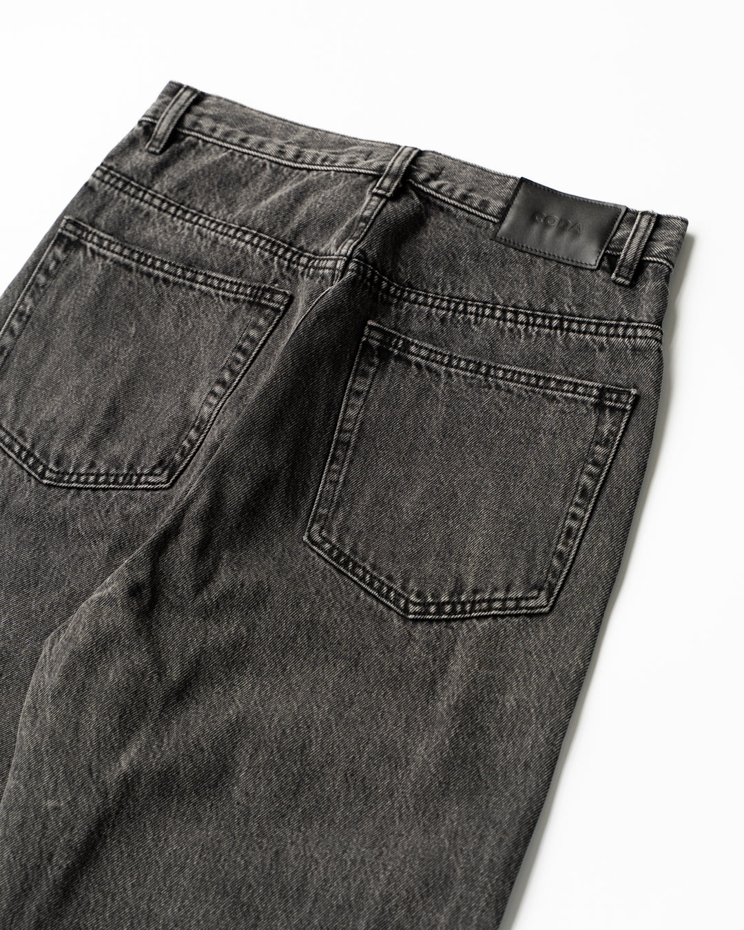 BLACK ACID WASH BREAK CUT STRAIGHT JEANS - BLACK ACID WASH