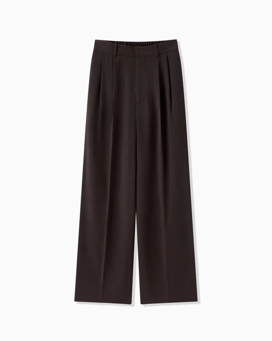 BACK SATIN 2TACK PANTS - BROWN