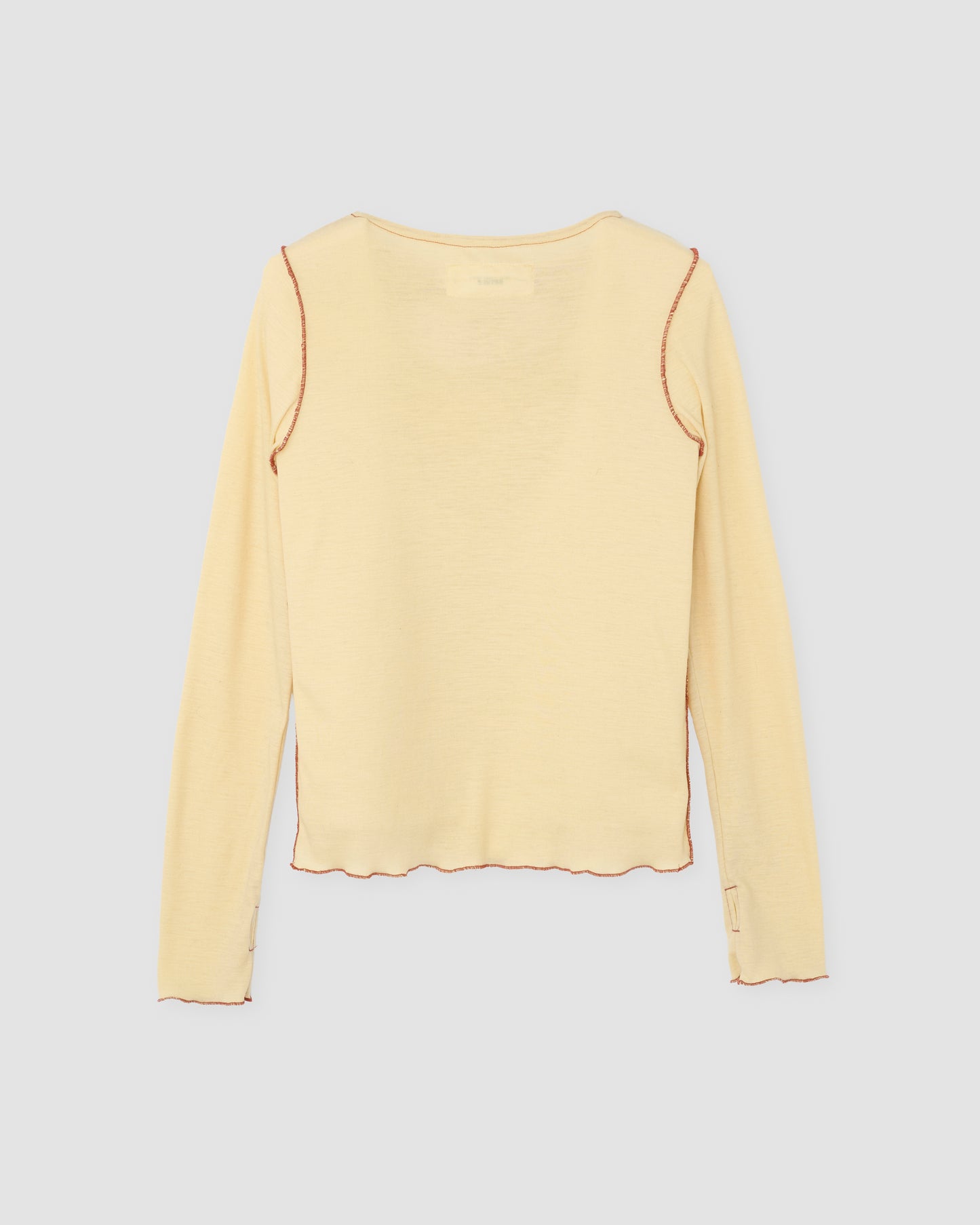 WOOL RIB FRONT STRING PULLOVER - EGG