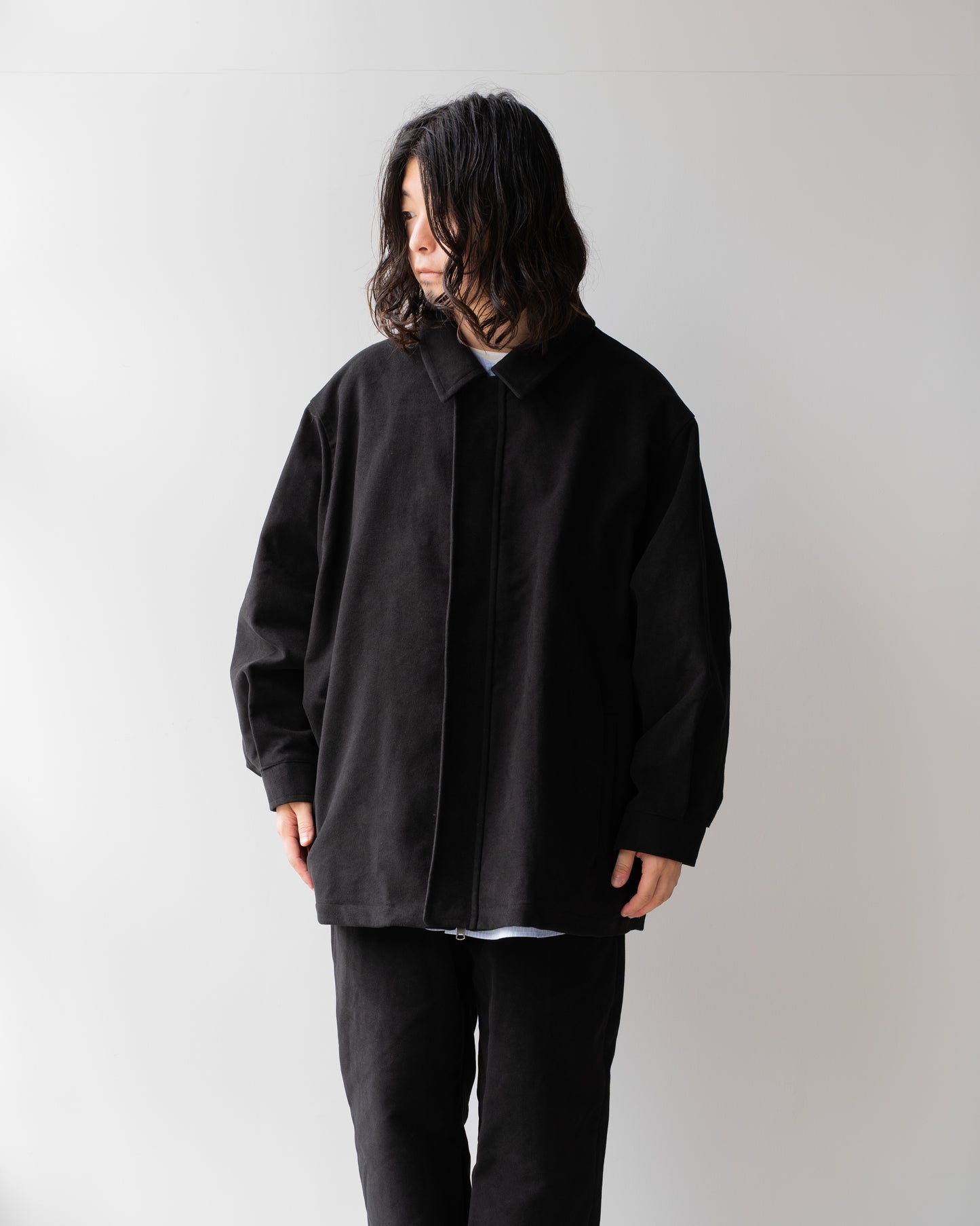 BRITISH MOLESKIN HARRINGTON JACKET - BLACK