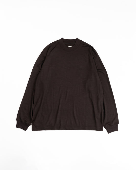 WOOL L/S T-SHIRTS - BROWN