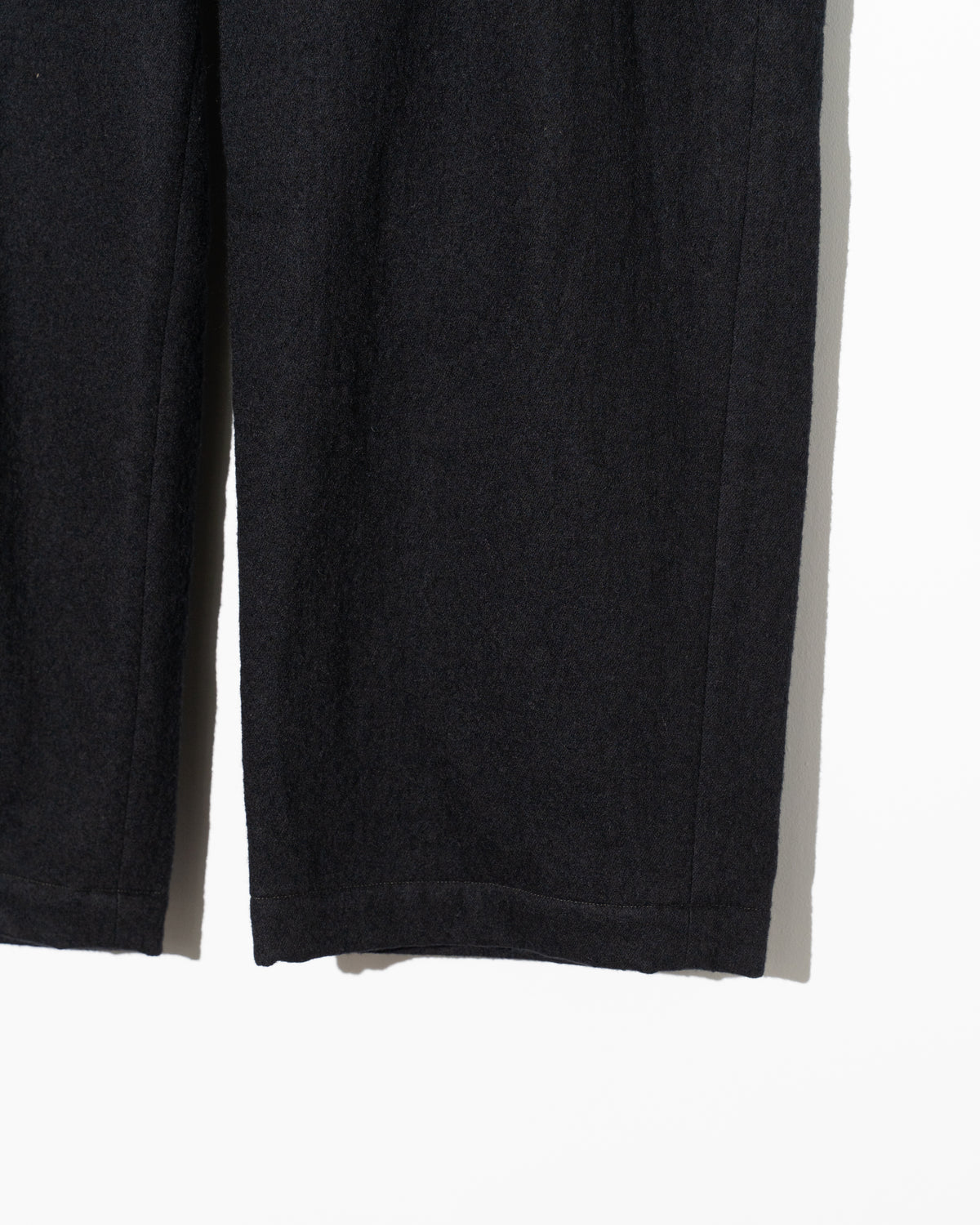 BRUSHED COTTON WOOL TWILL PANTS - BLACK
