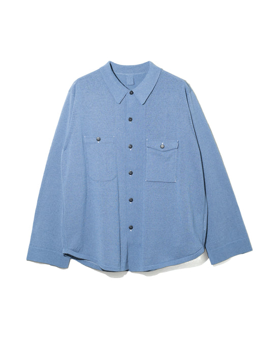 LINEN CHAMBRAY KNIT SHIRTS - INDIGO