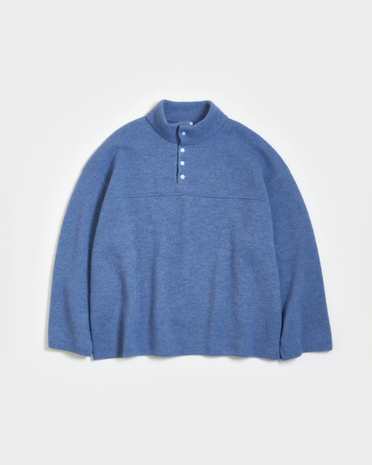 WOOL FLEECE SNAP PULLOVER - SAX BLUE