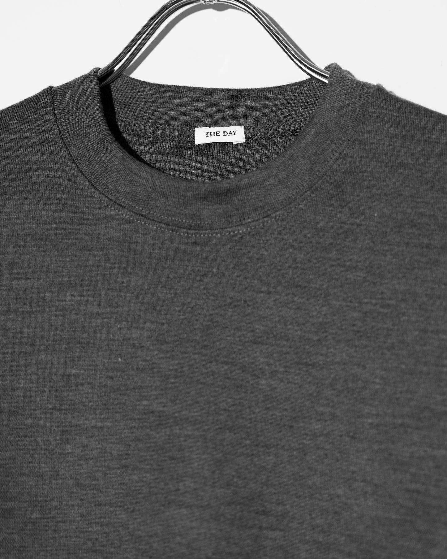 MERINO WOOL CREW NECK LONG SLEEVE SHIRT - GRAY