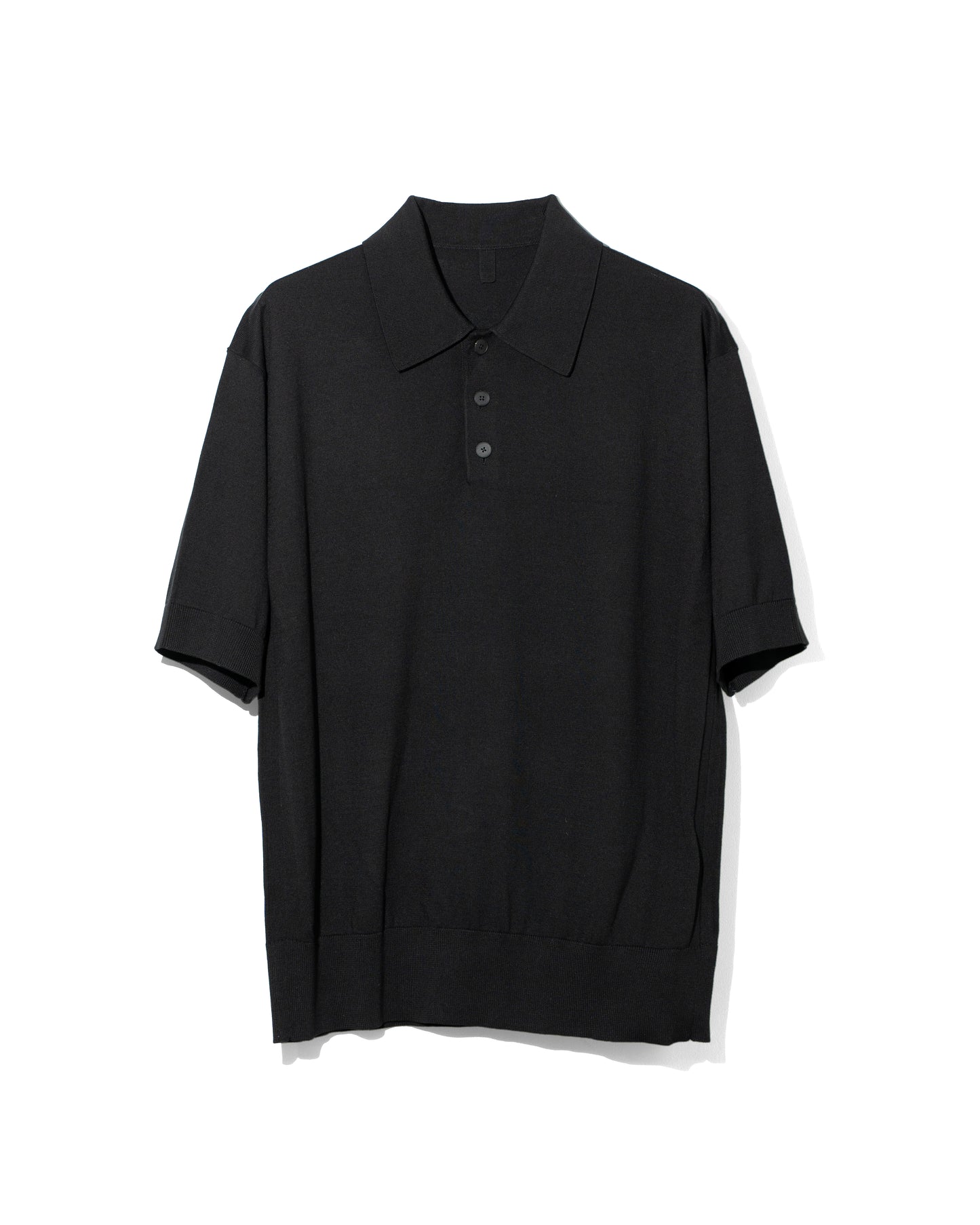 CO/ SI KNIT POLO PO - BLACK