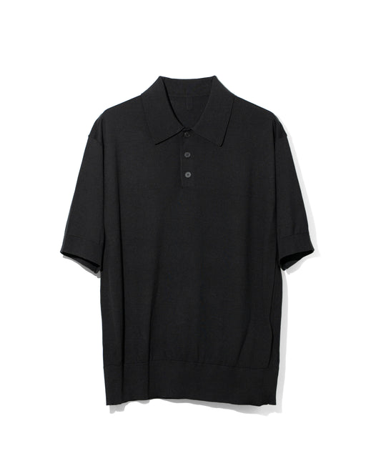 CO/ SI KNIT POLO PO - BLACK