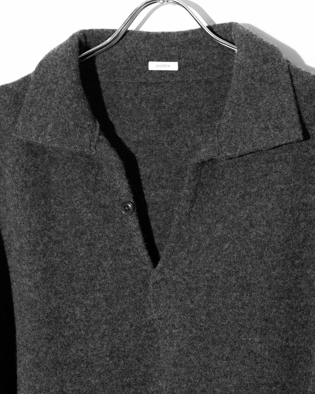 LAMBS CASHMERE KNIT SHIRT - CHARCOAL