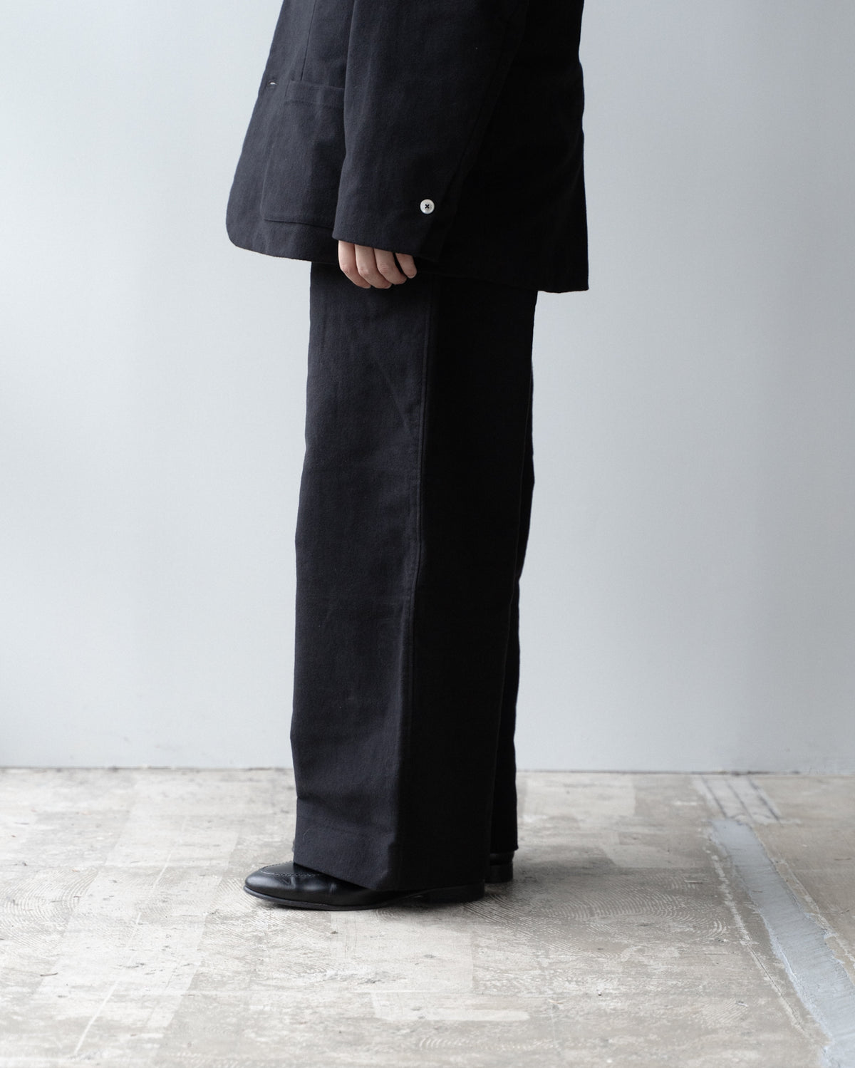 MOLESKIN WIDE PANTS - BLACK