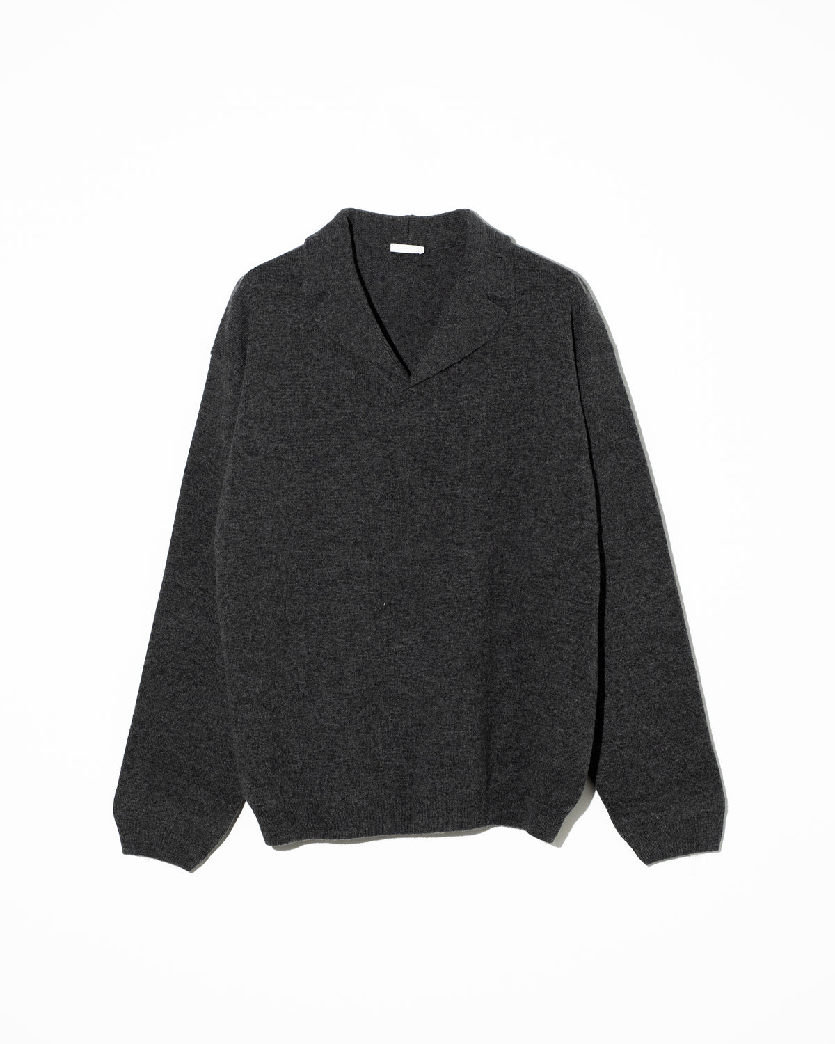 WOOL OPEN COLLAR KNIT SHIRTS - GRAY