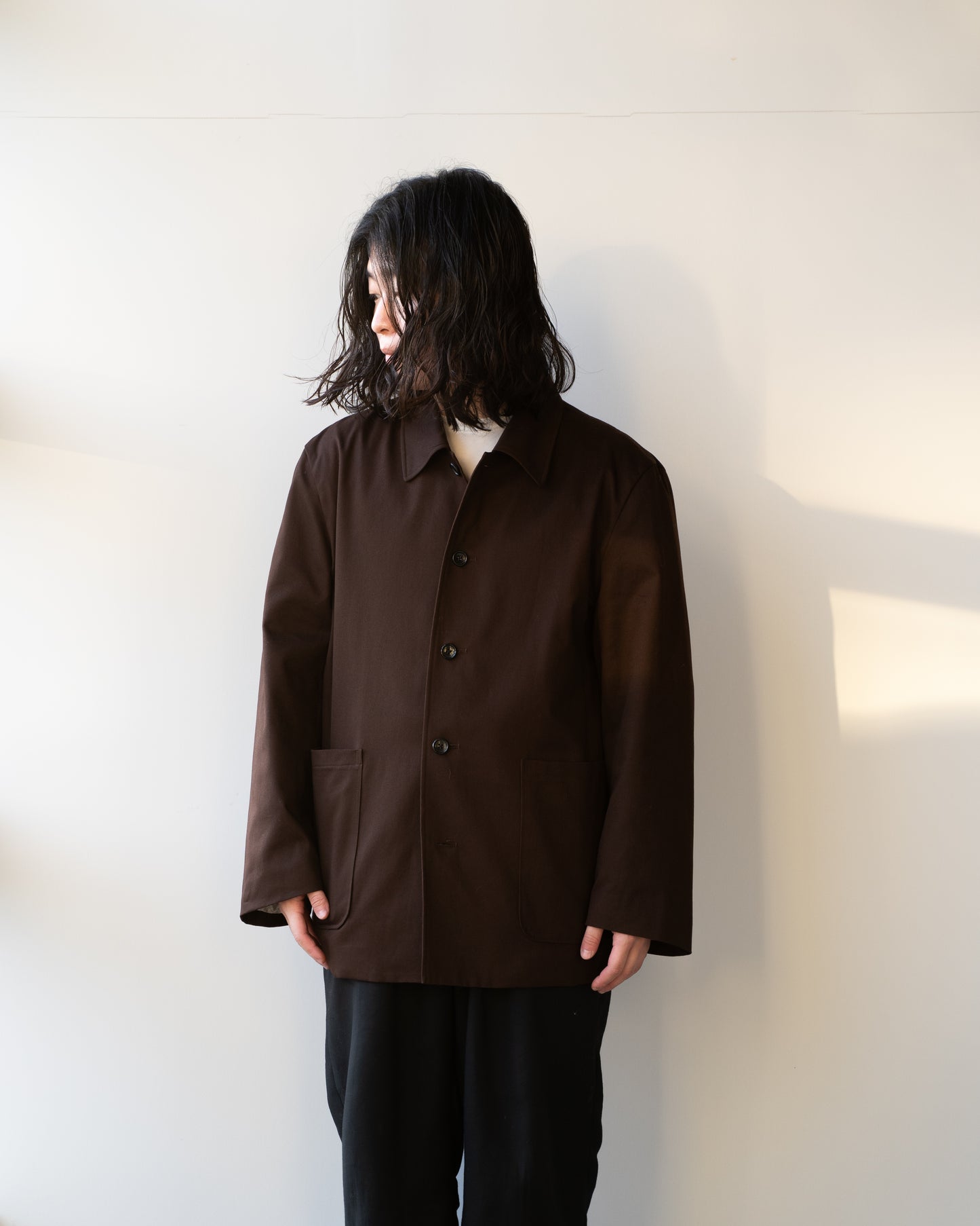 COTTON SHIRT JACKET - BROWN